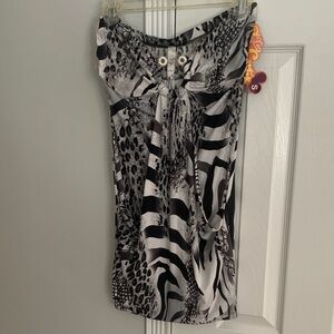 2 Cute Black and White Animal Print Mini Dress